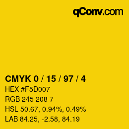 Color code: CMYK 0 / 15 / 97 / 4 | qconv.com