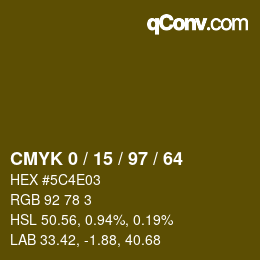 Color code: CMYK 0 / 15 / 97 / 64 | qconv.com