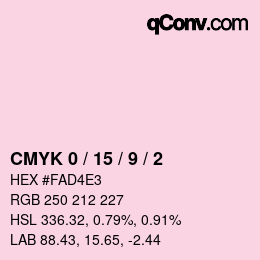 カラーコード: CMYK 0 / 15 / 9 / 2 | qconv.com