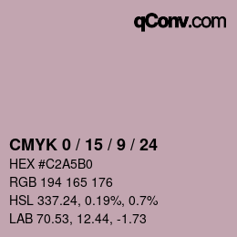 カラーコード: CMYK 0 / 15 / 9 / 24 | qconv.com