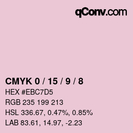 カラーコード: CMYK 0 / 15 / 9 / 8 | qconv.com