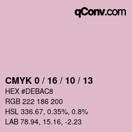 カラーコード: CMYK 0 / 16 / 10 / 13 | qconv.com