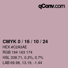 カラーコード: CMYK 0 / 16 / 10 / 24 | qconv.com