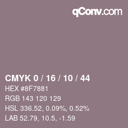 カラーコード: CMYK 0 / 16 / 10 / 44 | qconv.com