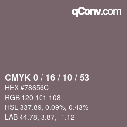 Color code: CMYK 0 / 16 / 10 / 53 | qconv.com