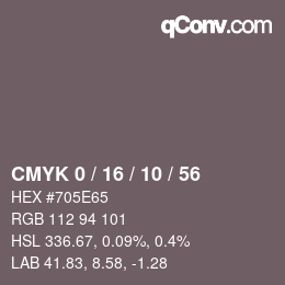 颜色代码: CMYK 0 / 16 / 10 / 56 | qconv.com
