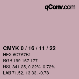 颜色代码: CMYK 0 / 16 / 11 / 22 | qconv.com