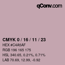 カラーコード: CMYK 0 / 16 / 11 / 23 | qconv.com