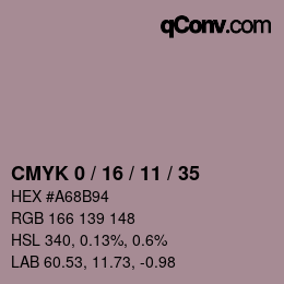 カラーコード: CMYK 0 / 16 / 11 / 35 | qconv.com