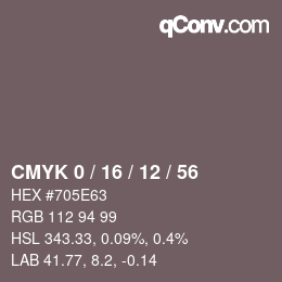 カラーコード: CMYK 0 / 16 / 12 / 56 | qconv.com