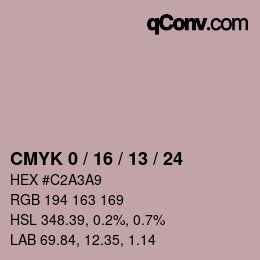 カラーコード: CMYK 0 / 16 / 13 / 24 | qconv.com