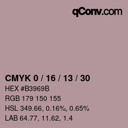 颜色代码: CMYK 0 / 16 / 13 / 30 | qconv.com