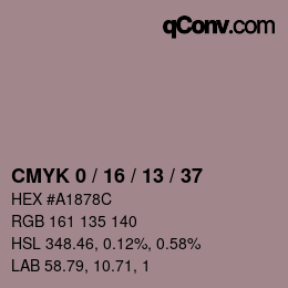 カラーコード: CMYK 0 / 16 / 13 / 37 | qconv.com