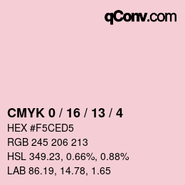 カラーコード: CMYK 0 / 16 / 13 / 4 | qconv.com