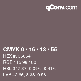 Color code: CMYK 0 / 16 / 13 / 55 | qconv.com