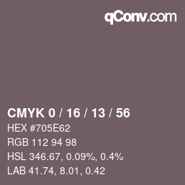 颜色代码: CMYK 0 / 16 / 13 / 56 | qconv.com