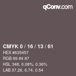 カラーコード: CMYK 0 / 16 / 13 / 61 | qconv.com