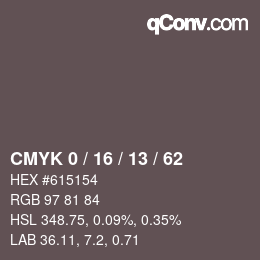 カラーコード: CMYK 0 / 16 / 13 / 62 | qconv.com