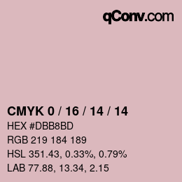 カラーコード: CMYK 0 / 16 / 14 / 14 | qconv.com