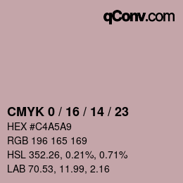 カラーコード: CMYK 0 / 16 / 14 / 23 | qconv.com