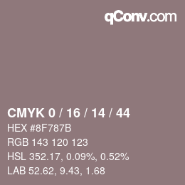 Color code: CMYK 0 / 16 / 14 / 44 | qconv.com