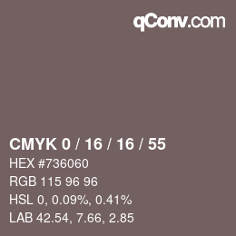 カラーコード: CMYK 0 / 16 / 16 / 55 | qconv.com