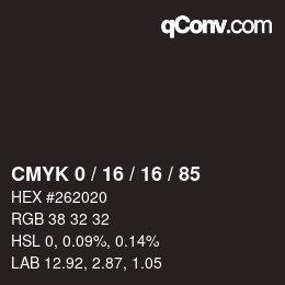 カラーコード: CMYK 0 / 16 / 16 / 85 | qconv.com