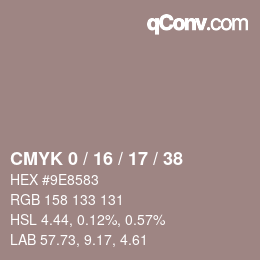 Code couleur: CMYK 0 / 16 / 17 / 38 | qconv.com