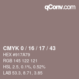 Farbcode: CMYK 0 / 16 / 17 / 43 | qconv.com