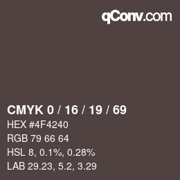 Código de color: CMYK 0 / 16 / 19 / 69 | qconv.com
