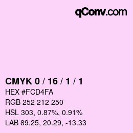 Farbcode: CMYK 0 / 16 / 1 / 1 | qconv.com