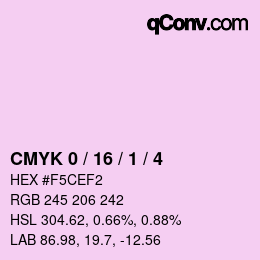 カラーコード: CMYK 0 / 16 / 1 / 4 | qconv.com