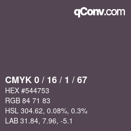 颜色代码: CMYK 0 / 16 / 1 / 67 | qconv.com