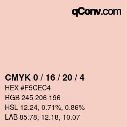 カラーコード: CMYK 0 / 16 / 20 / 4 | qconv.com