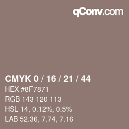 颜色代码: CMYK 0 / 16 / 21 / 44 | qconv.com