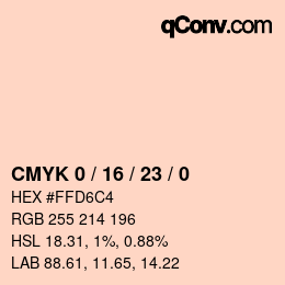 颜色代码: CMYK 0 / 16 / 23 / 0 | qconv.com