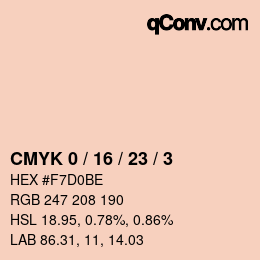 カラーコード: CMYK 0 / 16 / 23 / 3 | qconv.com
