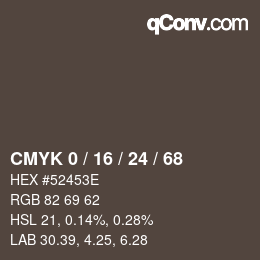 カラーコード: CMYK 0 / 16 / 24 / 68 | qconv.com