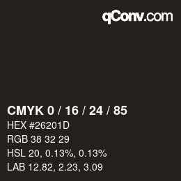 Color code: CMYK 0 / 16 / 24 / 85 | qconv.com