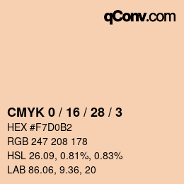 カラーコード: CMYK 0 / 16 / 28 / 3 | qconv.com
