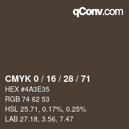 Farbcode: CMYK 0 / 16 / 28 / 71 | qconv.com