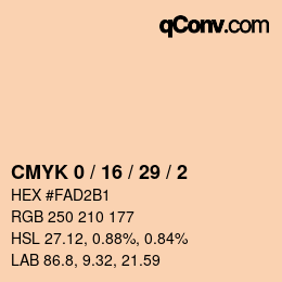 カラーコード: CMYK 0 / 16 / 29 / 2 | qconv.com