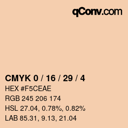 カラーコード: CMYK 0 / 16 / 29 / 4 | qconv.com