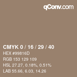 颜色代码: CMYK 0 / 16 / 29 / 40 | qconv.com