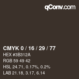 颜色代码: CMYK 0 / 16 / 29 / 77 | qconv.com
