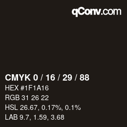カラーコード: CMYK 0 / 16 / 29 / 88 | qconv.com