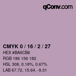 カラーコード: CMYK 0 / 16 / 2 / 27 | qconv.com