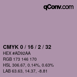 カラーコード: CMYK 0 / 16 / 2 / 32 | qconv.com