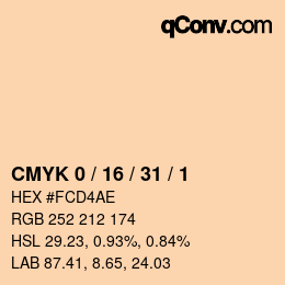 カラーコード: CMYK 0 / 16 / 31 / 1 | qconv.com