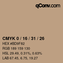 カラーコード: CMYK 0 / 16 / 31 / 26 | qconv.com